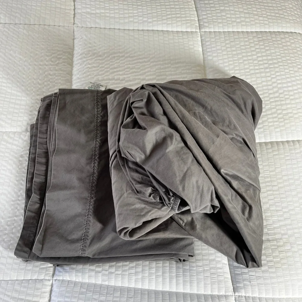 Threadmill Home Linen Twin XL Sheet Set 2-Piece 100% Cotton Charcoal Gray